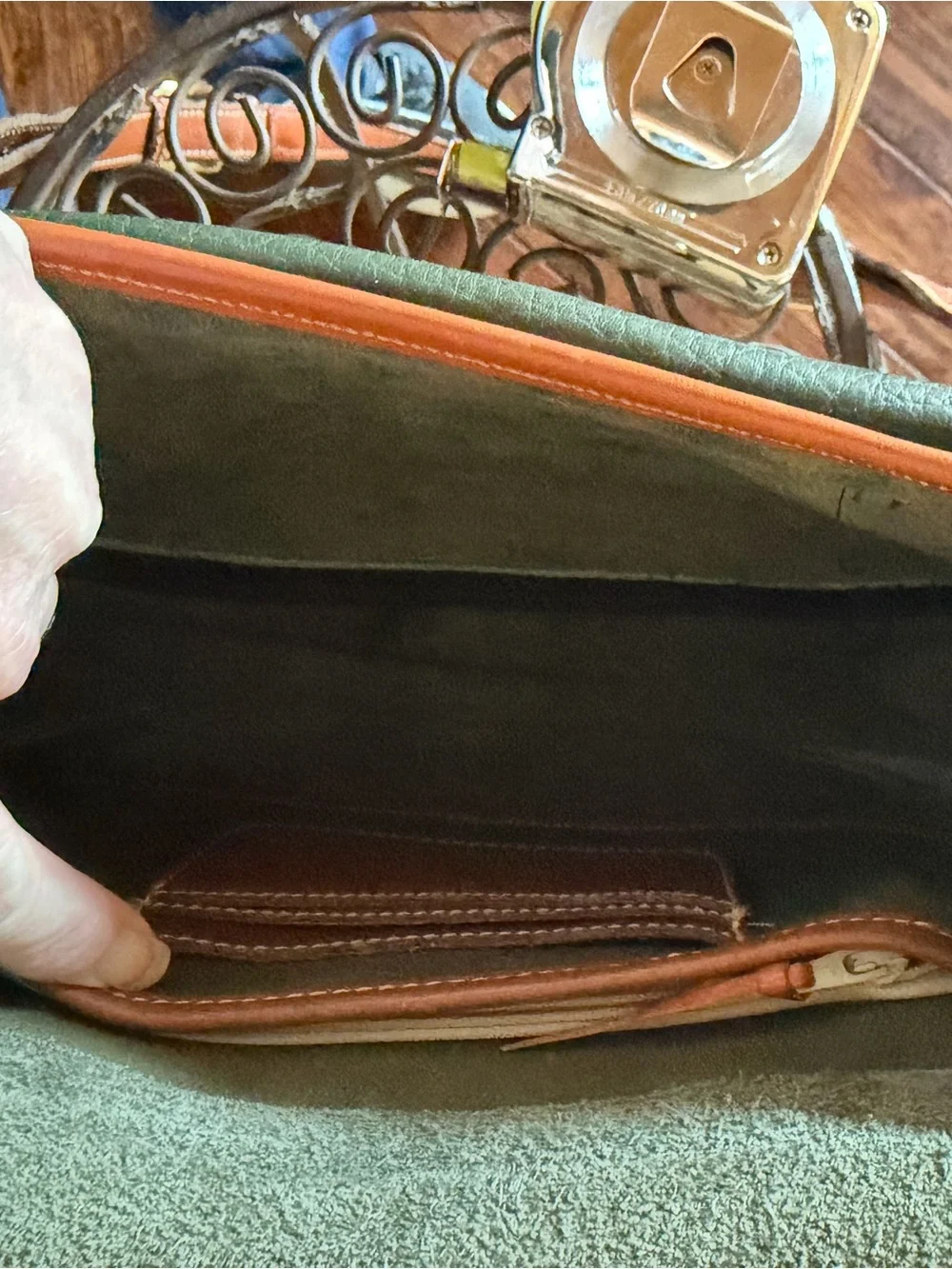 Dooney & Bourke Forrest Green Pebbled Leather Crossbody with Brown Trim
